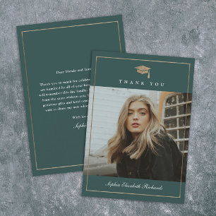 Carte De Remerciements Classic Script Gold Photo Graduation