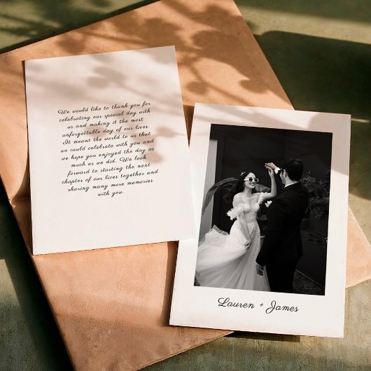 Carte De Remerciements Classic Script Wedding Photo Thank You Card
