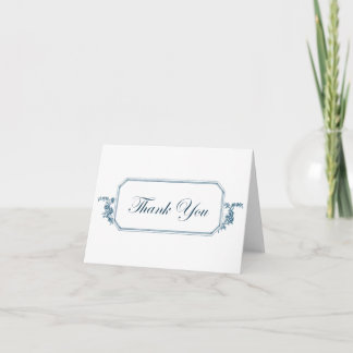 Carte De Remerciements Classic Thank You Card en Blue & White