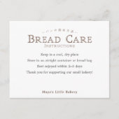 Carte De Remerciements Classic Typography Bread Care Instructions (Devant)