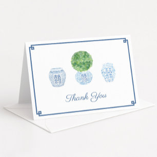 Carte De Remerciements Classique Boxwood Topiary Ginger Jar fête d'annive