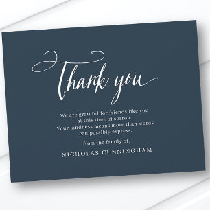 Carte De Remerciements Classique Mémorial Simple Typographie Cursive