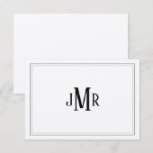 Carte De Remerciements Classique noir et blanc monogrammé (Devant / Derrière)