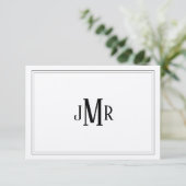 Carte De Remerciements Classique noir et blanc monogrammé (Debout devant)