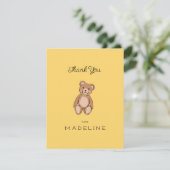 Carte De Remerciements Classique Ours en Peluche Jaune Baby Shower (Debout devant)