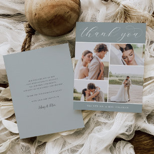 Carte De Remerciements Classique quatre   Plat Mariage multi-photo