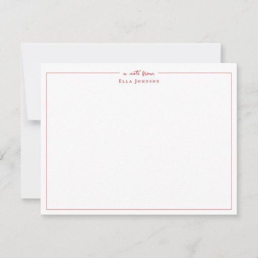 Carte De Remerciements Classique Rouge & Blanc un mot de (Devant)