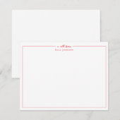 Carte De Remerciements Classique Rouge & Blanc un mot de (Devant / Derrière)