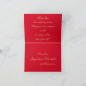 Carte De Remerciements Classique Script Simple Élégant Rouge & Or (Intérieur)