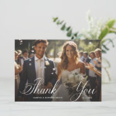 Carte De Remerciements Classy Calligraphy Mariage 2 Photo (Debout devant)
