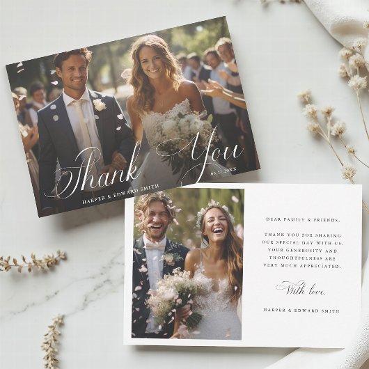 Carte De Remerciements Classy Calligraphy Mariage 2 Photo