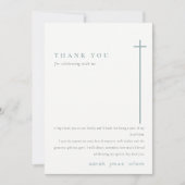 Carte De Remerciements Classy Elegant Minimal Blue Typographie Baptême (Devant)