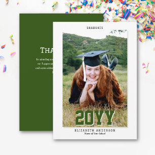 Carte De Remerciements Classy Forest Green Graduate 2024 Graduation Photo
