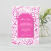 Carte De Remerciements Classy Fuchsia Chinoiserie rose Mariage Photo (Debout devant)