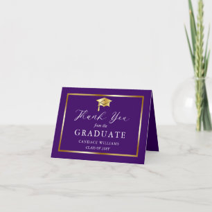 Carte De Remerciements Classy Gold Minimalist Graduation Purple