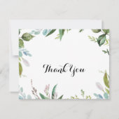 Carte De Remerciements Classy Green Calligraphie tropicale Mariage plat (Devant)