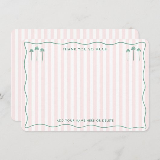 Carte De Remerciements Classy Palm Springs Pink Green Bridal Shower (Devant / Derrière)