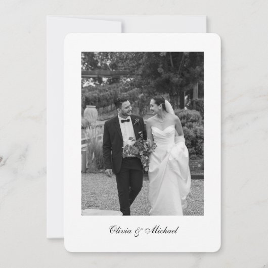 Carte De Remerciements Classy Script Photo Rounded Wedding Thank You (Devant)