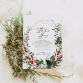 Carte De Remerciements Classy Winter Greenery Red Berries Photo