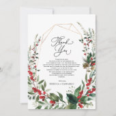 Carte De Remerciements Classy Winter Greenery Red Berries Photo (Devant)