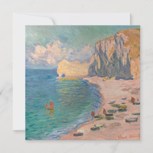 Carte De Remerciements Claude Monet - Etretat : Plage et Falaise d'Amont (Devant)
