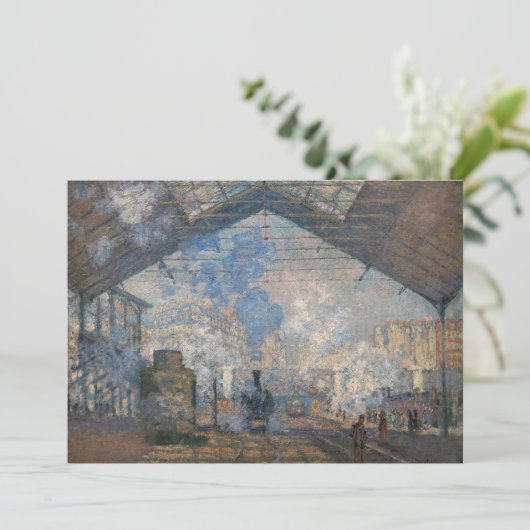 Carte De Remerciements Claude Monet - Gare Saint-Lazare Vue extérieure (Debout devant)