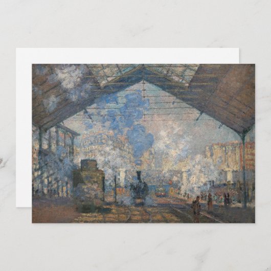 Carte De Remerciements Claude Monet - Gare Saint-Lazare Vue extérieure (Devant / Derrière)