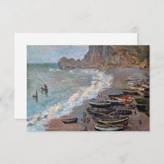 Carte De Remerciements Claude Monet - La plage d'Etretat (Devant / Derrière)