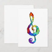 Carte De Remerciements Clé de musique arc-en-ciel (Devant / Derrière)