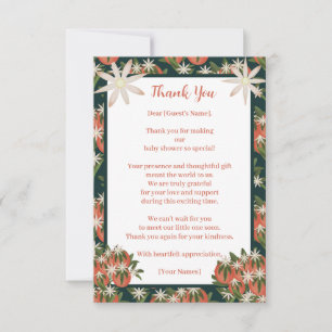 Carte De Remerciements Clémentine Little Cutie Baby shower à thème Citru