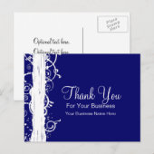 Carte de remerciements client Flèches bleues et bl (Devant / Derrière)