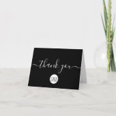 Carte De Remerciements Client personnalisable Appréciation Noir Blanc Chi (Devant)