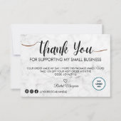 Carte De Remerciements Client White Marble Script (Devant)