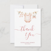 Carte De Remerciements Clothesline Baby Shower Trendy Script calligraphy (Devant)