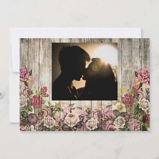 Carte De Remerciements Clôture en bois avec roses peintes & photo personn (Dos)