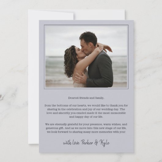 Carte De Remerciements Cloud Grey Arch Mariage Photo Love & Thanks (Dos)