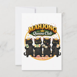 Carte De Remerciements Club des Reines de Mahjong Chats Noirs Mignons