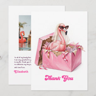 Carte De Remerciements Club Hottie Shots Photo Flamant Rose Enterrement d