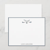 Carte De Remerciements Clubs de golf et Ball Grey Flat (Devant / Derrière)