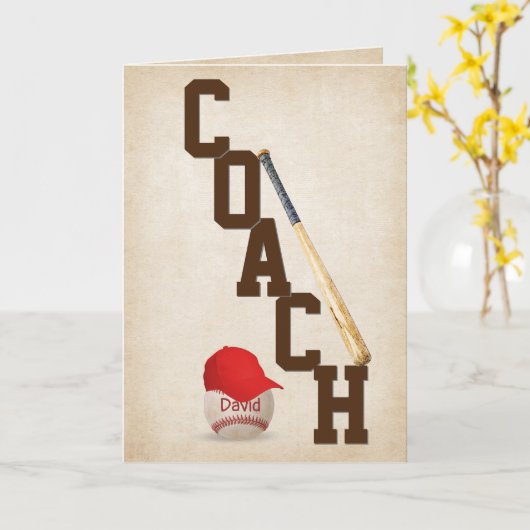 Carte de remerciements Coach De Baseball (Fleur jaune)