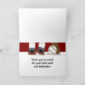 Carte de remerciements Coach De Baseball (Intérieur)