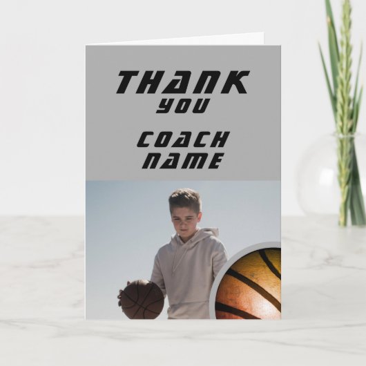Carte De Remerciements Coach photo Basketball Ball (Devant)