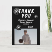 Carte De Remerciements Coach photo de balle noire moderne (Devant)