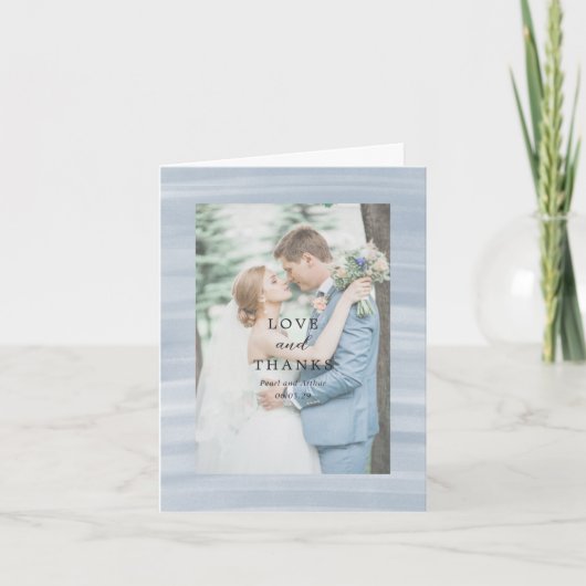 Carte De Remerciements Coastal Chic Muted Blue Mariage élégant (Devant)