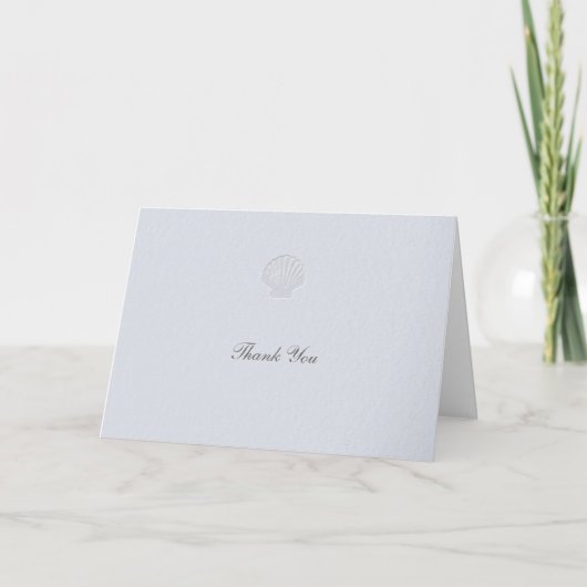 Carte De Remerciements Coastal Nautical Shell Blue Formal Elegant Wedding (Devant)