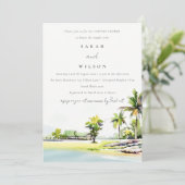 Carte De Remerciements Coastal Palm Tree Aquarelle Couples Douche Invitat (Debout devant)