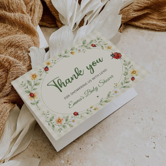 Carte De Remerciements Coccinelle mignonne à carreaux Love Bug