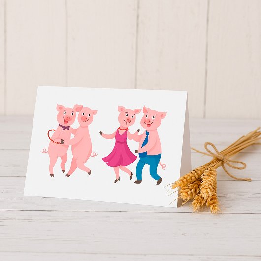 Carte De Remerciements Cochons dansants