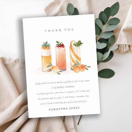 Carte De Remerciements Cocktail de fruits mignons Orange Blush Baby Showe