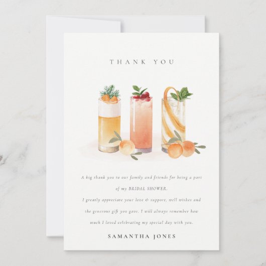 Carte De Remerciements Cocktail de fruits mignons Orange Blush Baby Showe (Devant)